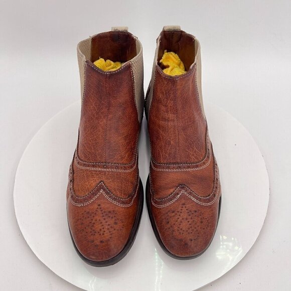 Paolo Lantorno Women Size EU 38 US 7 Brown Leather Wingtip Chelsea Boot - Picture 3 of 15